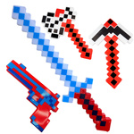 Zestaw Miecz + Pistolet + Kilof  + Siekiera Pixel z dźwiękiem i światłem