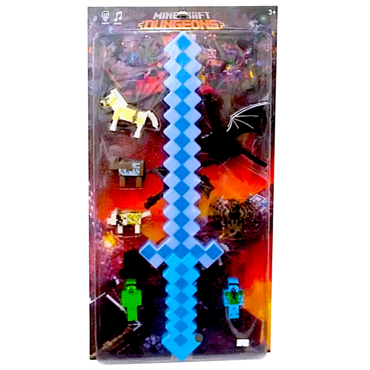 MINECRAFT MEGA ZESTAW XXL MIECZ ŚWIECĄCY FIGURKI Z GRY SMOK PAJĄK DENIS