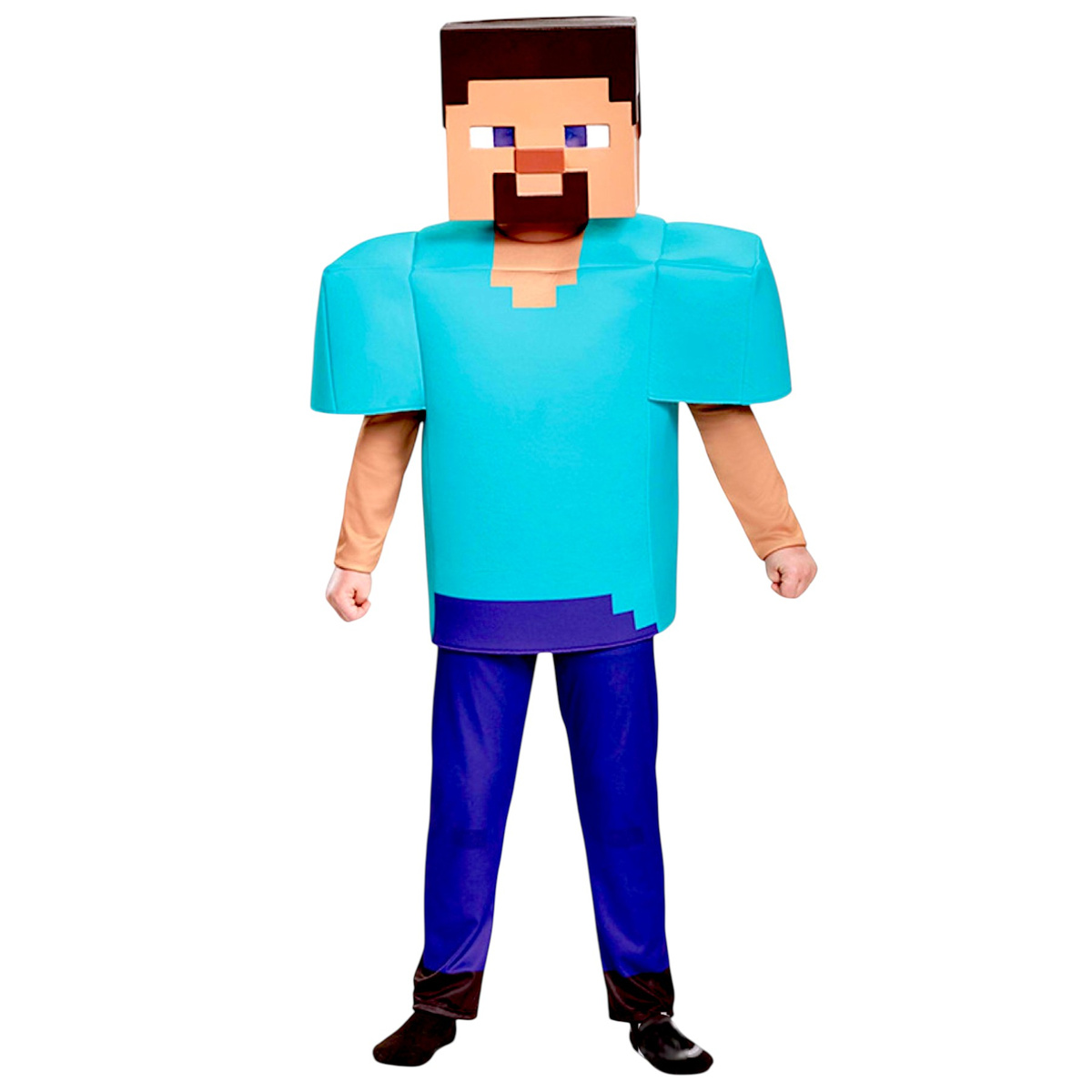 STRÓJ MINECRAFT PRZEBRANIE DLA CHŁOPCA STEVE KOMPLET MASKA KOSTIUM NA BAL