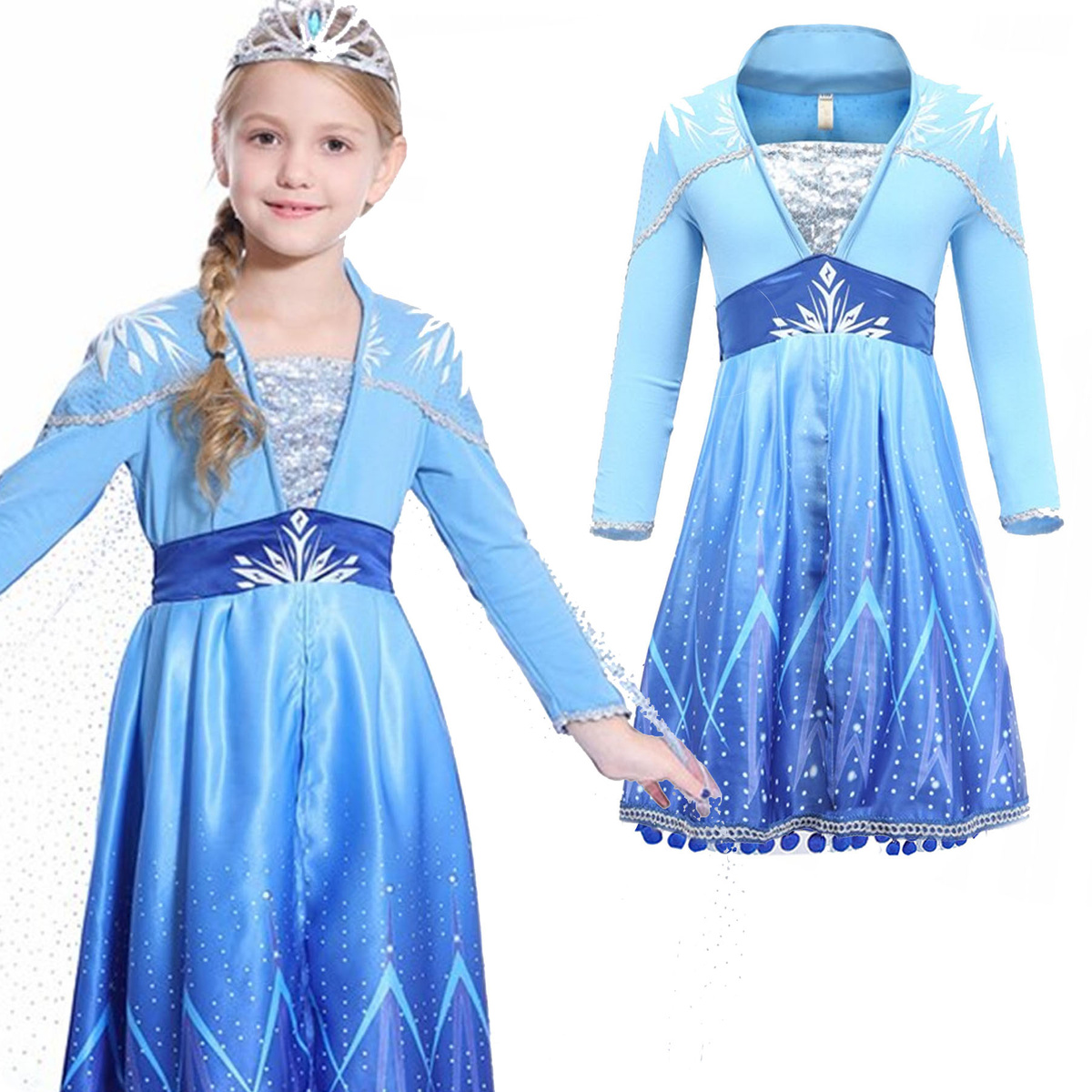 Strój Dla Dzieci Elsa Sukienka Płaszcz + Akcesoria
