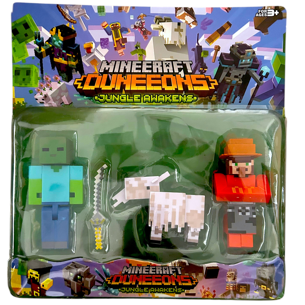FIGURKA MINECRAFT - ZESTAW FIGUREK Z GRY 3w1 ZOMBIE OWCA MOB AKCESORIA XXL