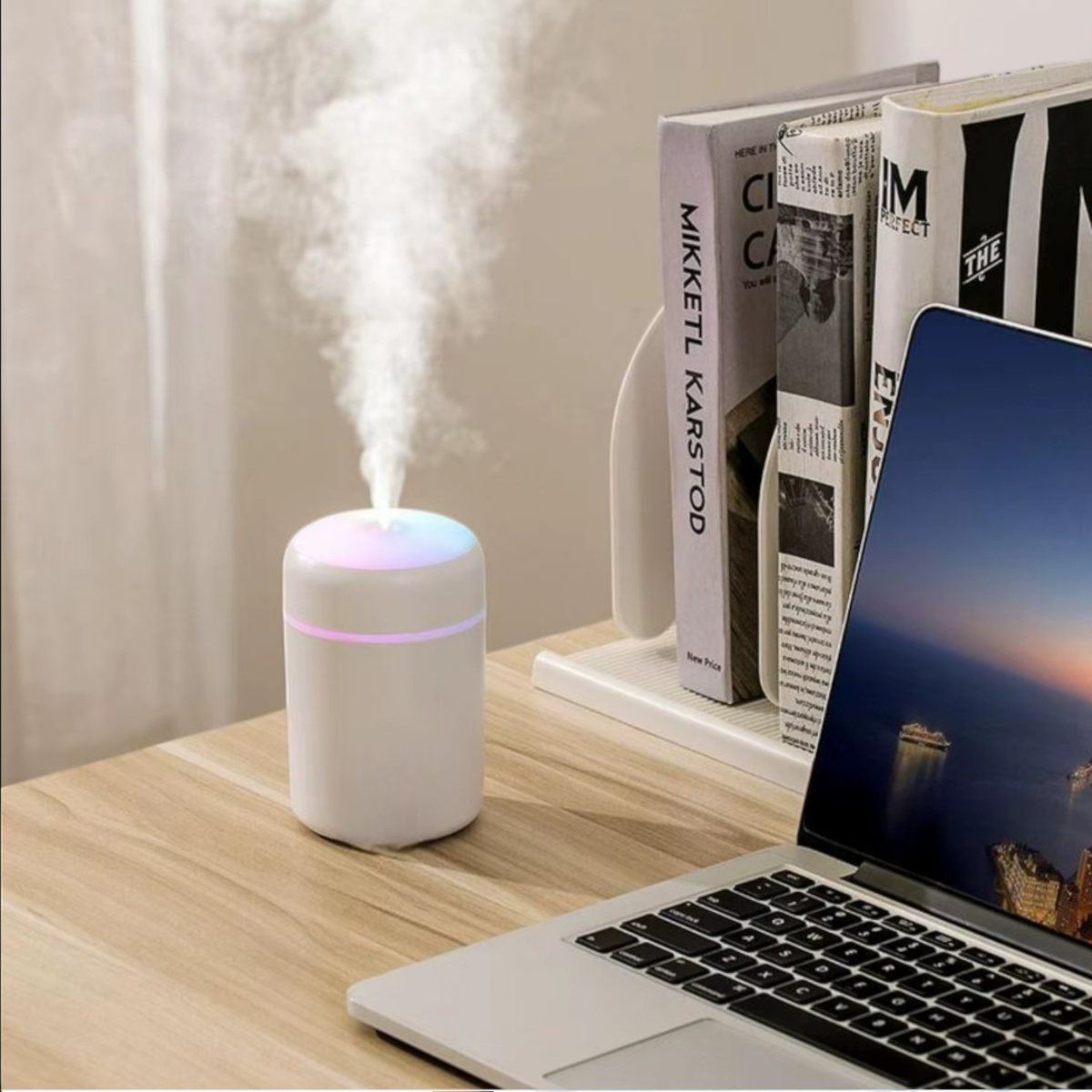 NAWILŻACZ POWIETRZA DYFUZOR AROMATERAPIA LAMPKA NOCNA LED RGB Z PILOTEM USB