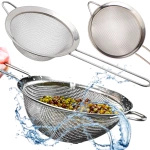 SITKO KUCHENNE METALOWE DO GOTOWANIA CEDZAK DURSZLAK Z RĄCZKĄ DUŻE 21 CM