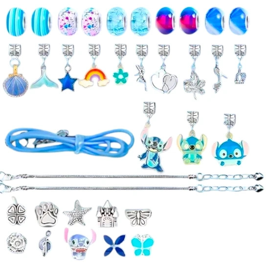 ZESTAW KORALIKÓW DO ROBIENIA BRANSOLETEK BIŻUTERII 40 EL STITCH LILO STICH