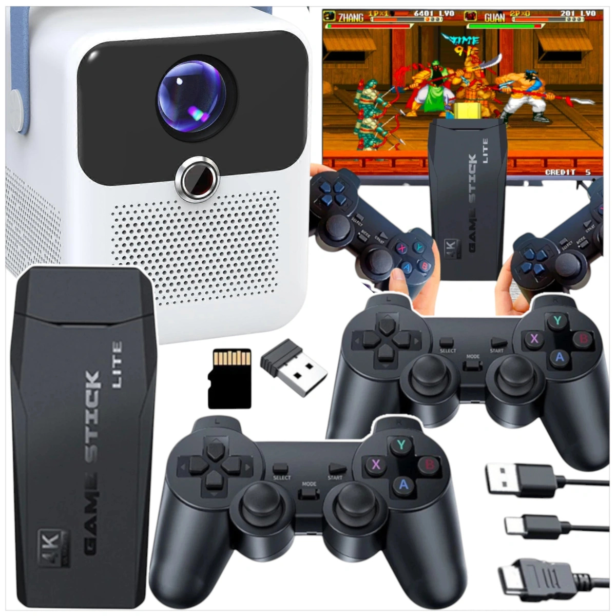 PROJEKTOR 4K LED KONSOLA GAME STICK PRO ANDROID 2 PADY GRY PILOT WIFI USB