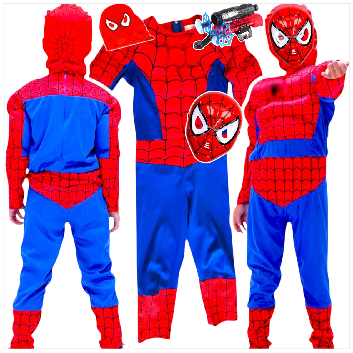 SPIDERMAN - STRÓJ DLA CHŁOPCA GRUBY Z MIĘŚNIAMI + MASKA NA TWARZ
