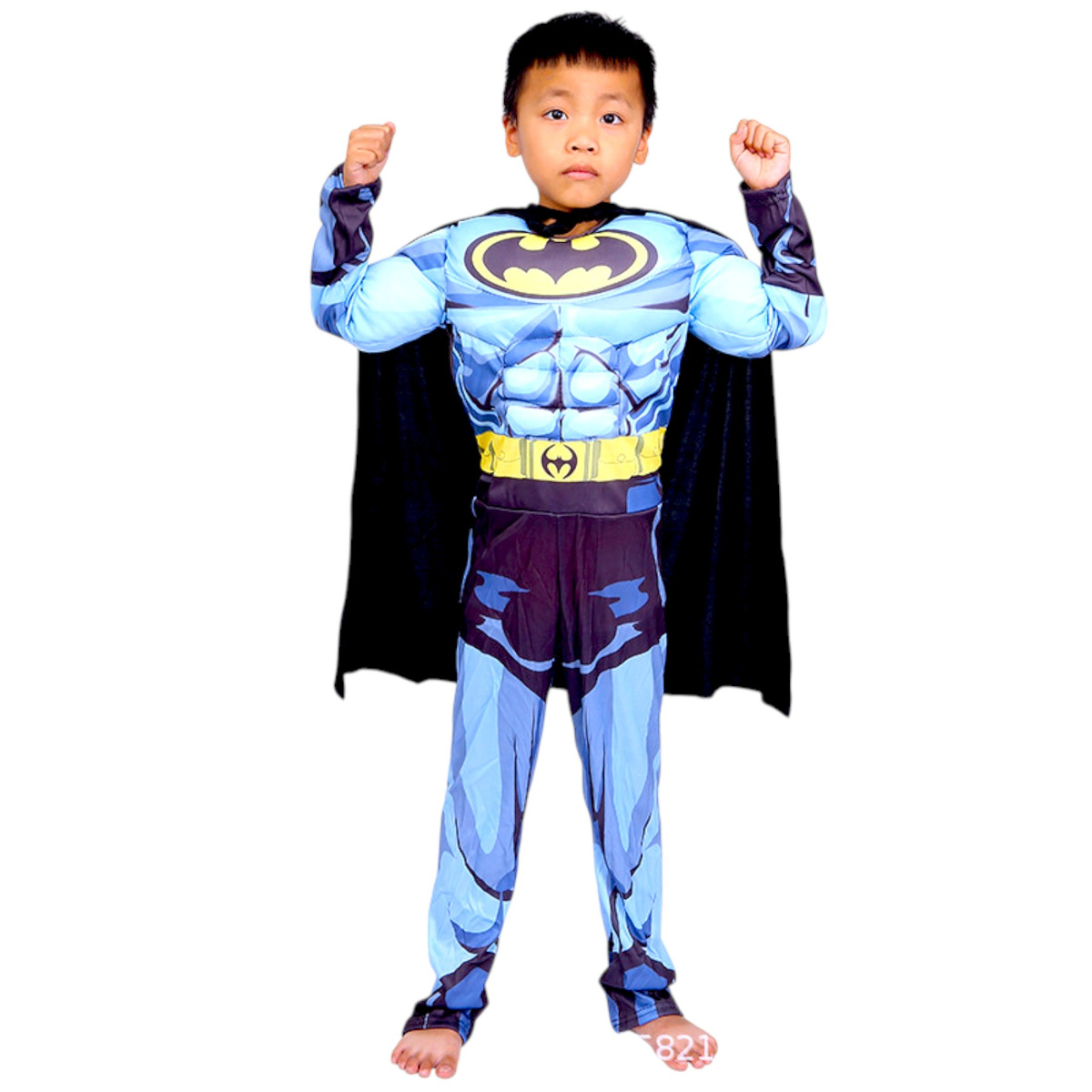 BATMAN - STRÓJ DLA CHŁOPCA GRUBY Z MIĘŚNIAMI DELUXE + MASKA NA TWARZ