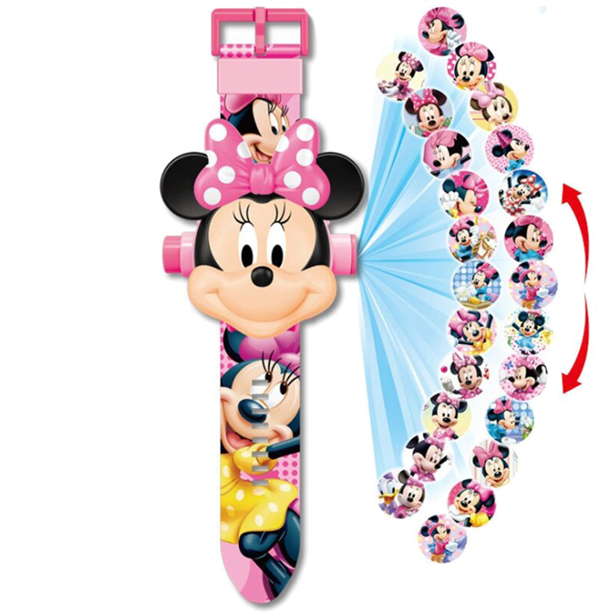 MYSZKA MINNIE Zegarek 3D z projektorem 