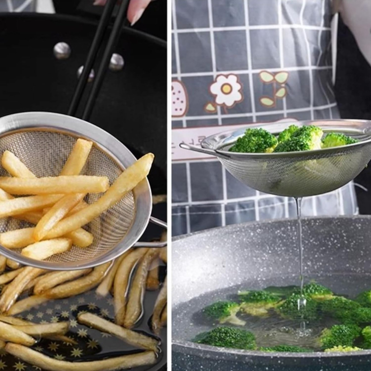 SITKO KUCHENNE METALOWE DO GOTOWANIA CEDZAK DURSZLAK Z RĄCZKĄ DUŻE 21 CM