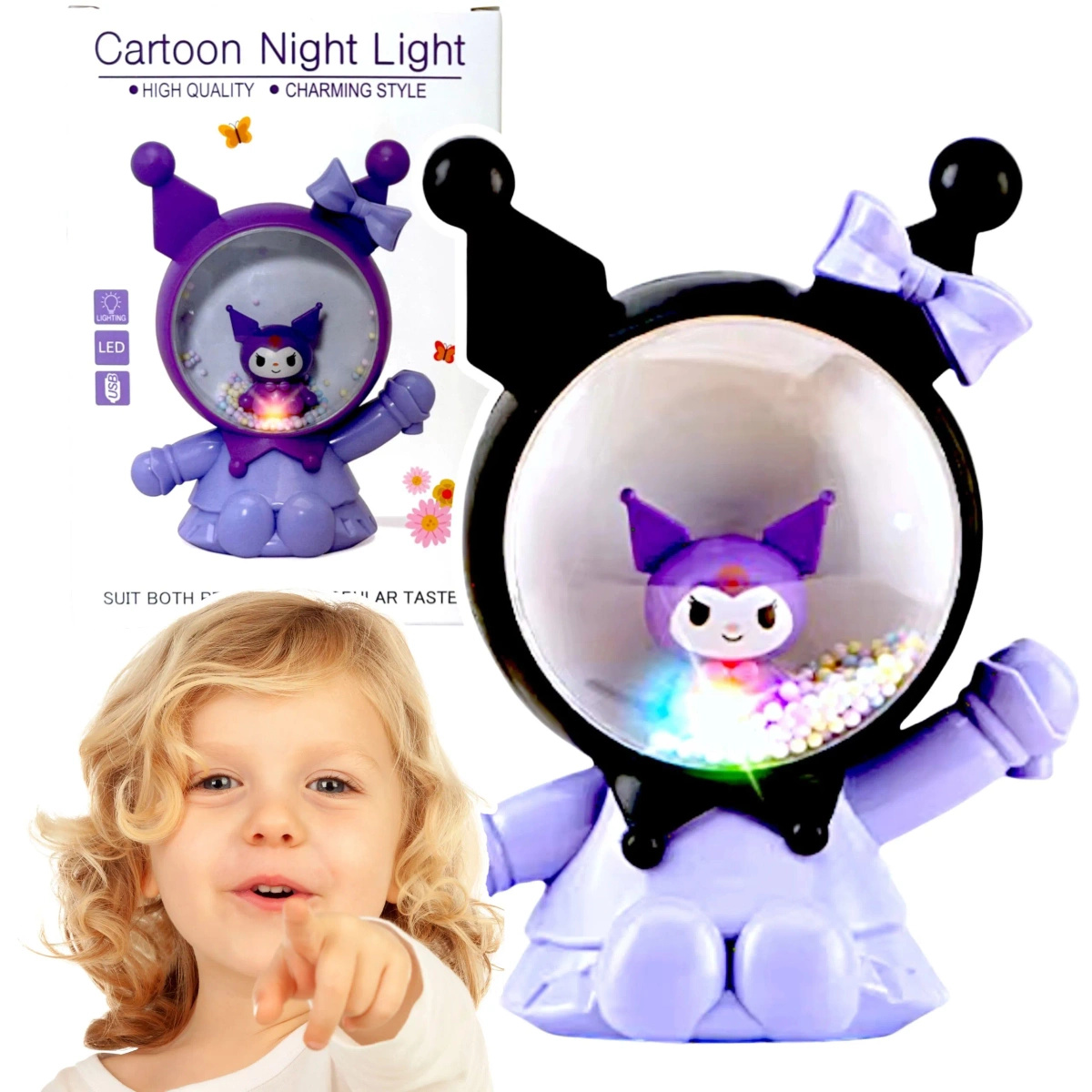 KUROMI – LAMPKA NOCNA LED DLA DZIECI KOLOROWA ŚWIECĄCA DEKORACJA POKOJU