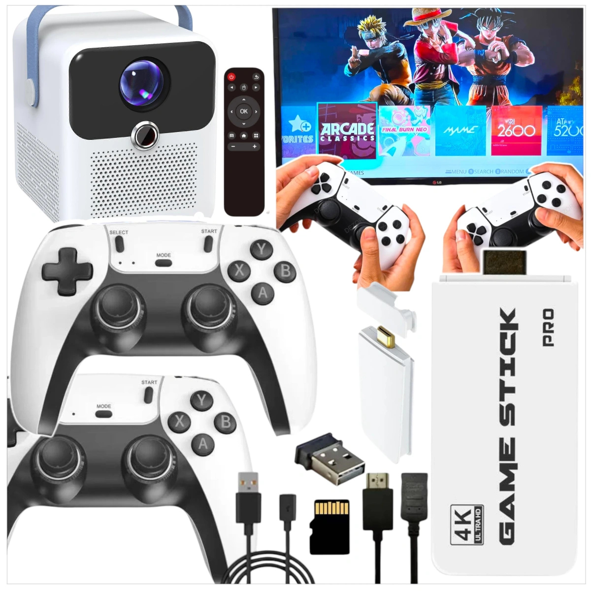 PROJEKTOR 4K LED KONSOLA GAME STICK PRO ANDROID 2 PADY GRY PILOT WIFI USB