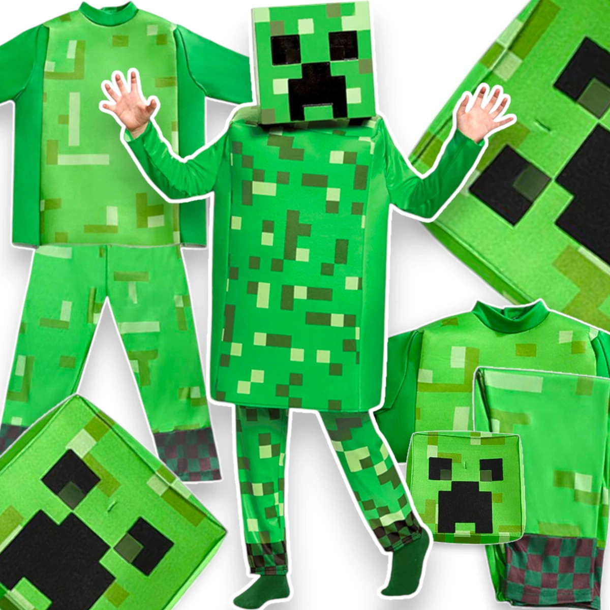 MINECRAFT – STRÓJ DLA DZIECKA CREEPER ROZMIAR M (120-130) KOSTIUM NA BAL DLA CHŁOPCA GADŻETY DLA GRACZY