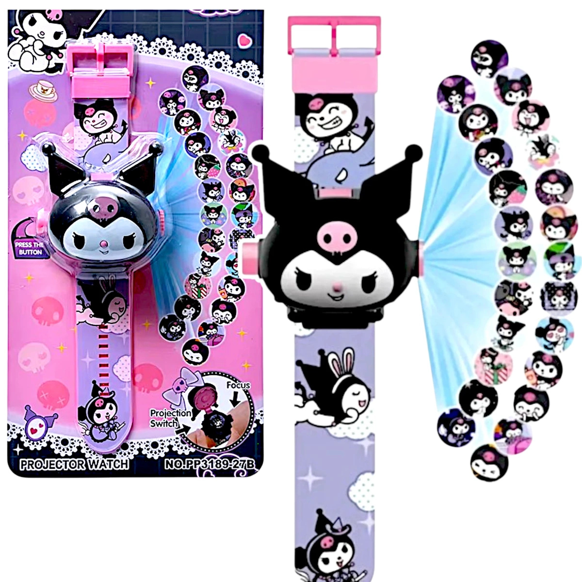 KUROMI ZEGAREK Z PROJEKTORM 3D WYŚWIETLA OBRAZKI IKONY PROJEKTOR