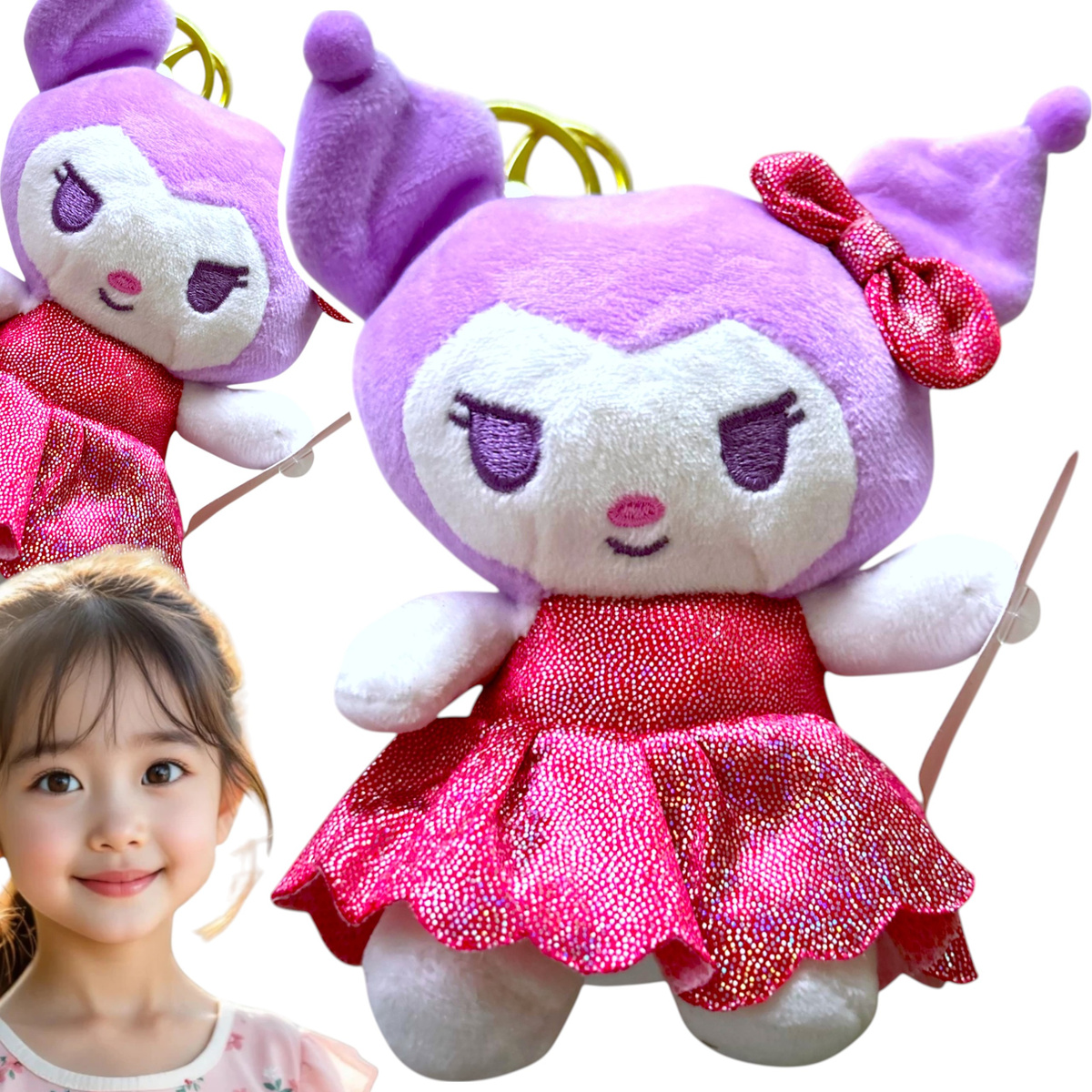 KUROMI MASKOTKA PLUSZOWA PRZYTULANKA MIĘKKI PLUSZAK BRELOK 15CM BRELOCZEK