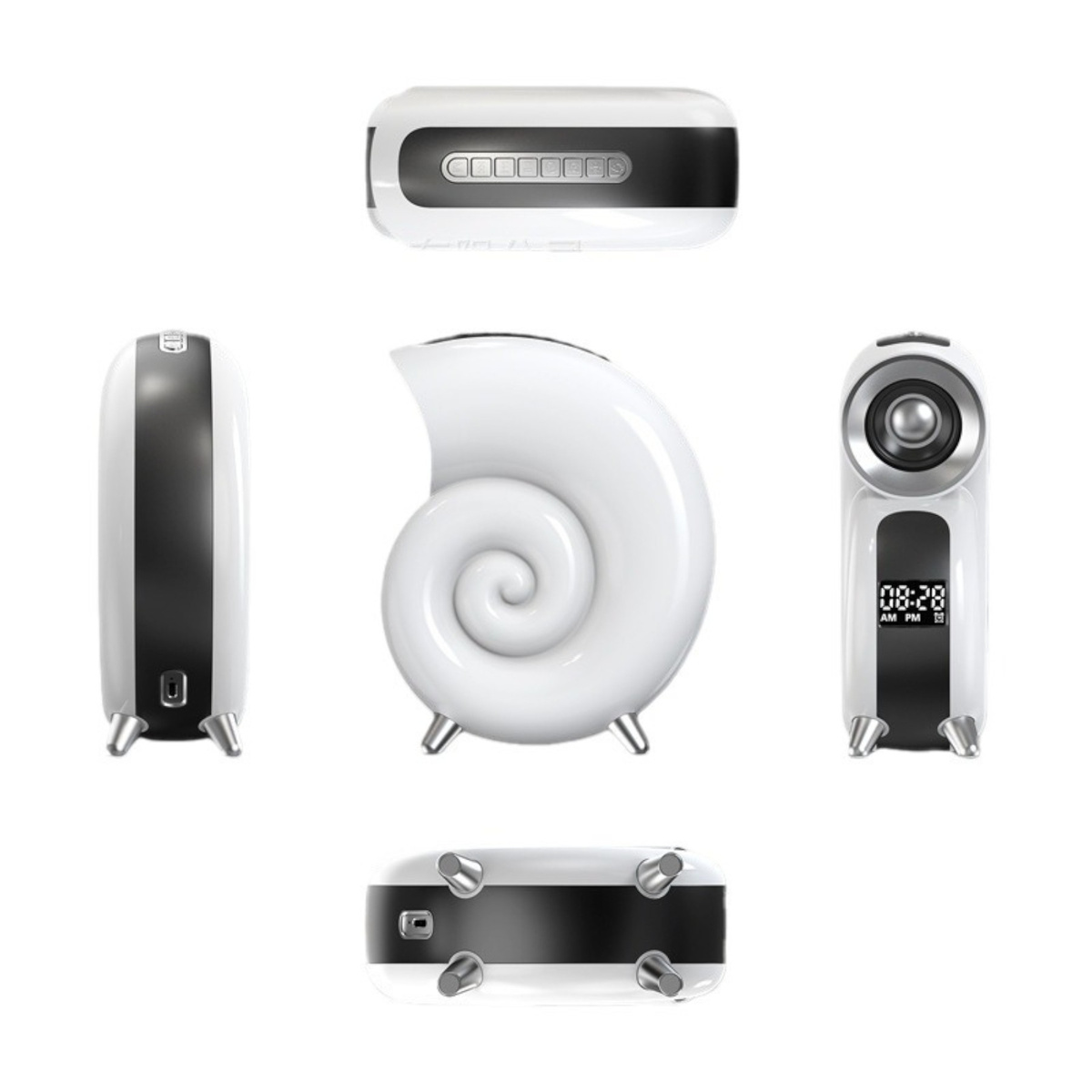 LAMPKA NOCNA LED ŚLIMAK RGB BLUETOOTH ZEGAR RADIO GŁOŚNIK APLIKACJA 