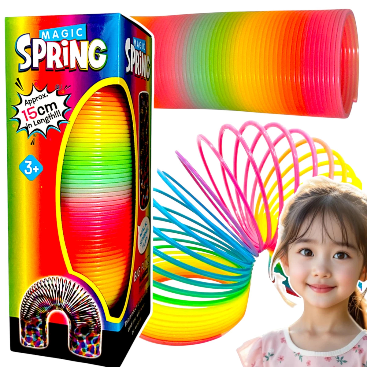 SPRĘŻYNKA ZABAWKOWA DLA DZIECI DŁUGA 15CM KOLOROWA SPRĘŻYNA MAGIC SPRING XL