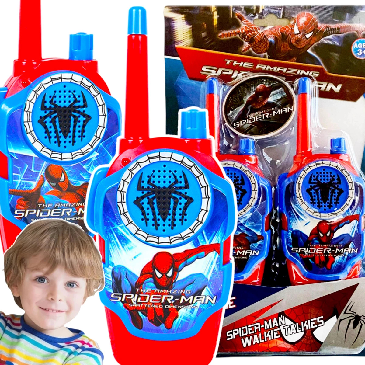 SPIDERMAN Zestaw Walkie Talkie - 2 Krótkofalówki + Zegarek z projektorem