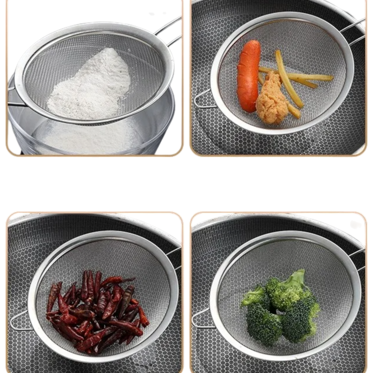 SITKO KUCHENNE METALOWE DO GOTOWANIA CEDZAK DURSZLAK Z RĄCZKĄ DUŻE 21 CM