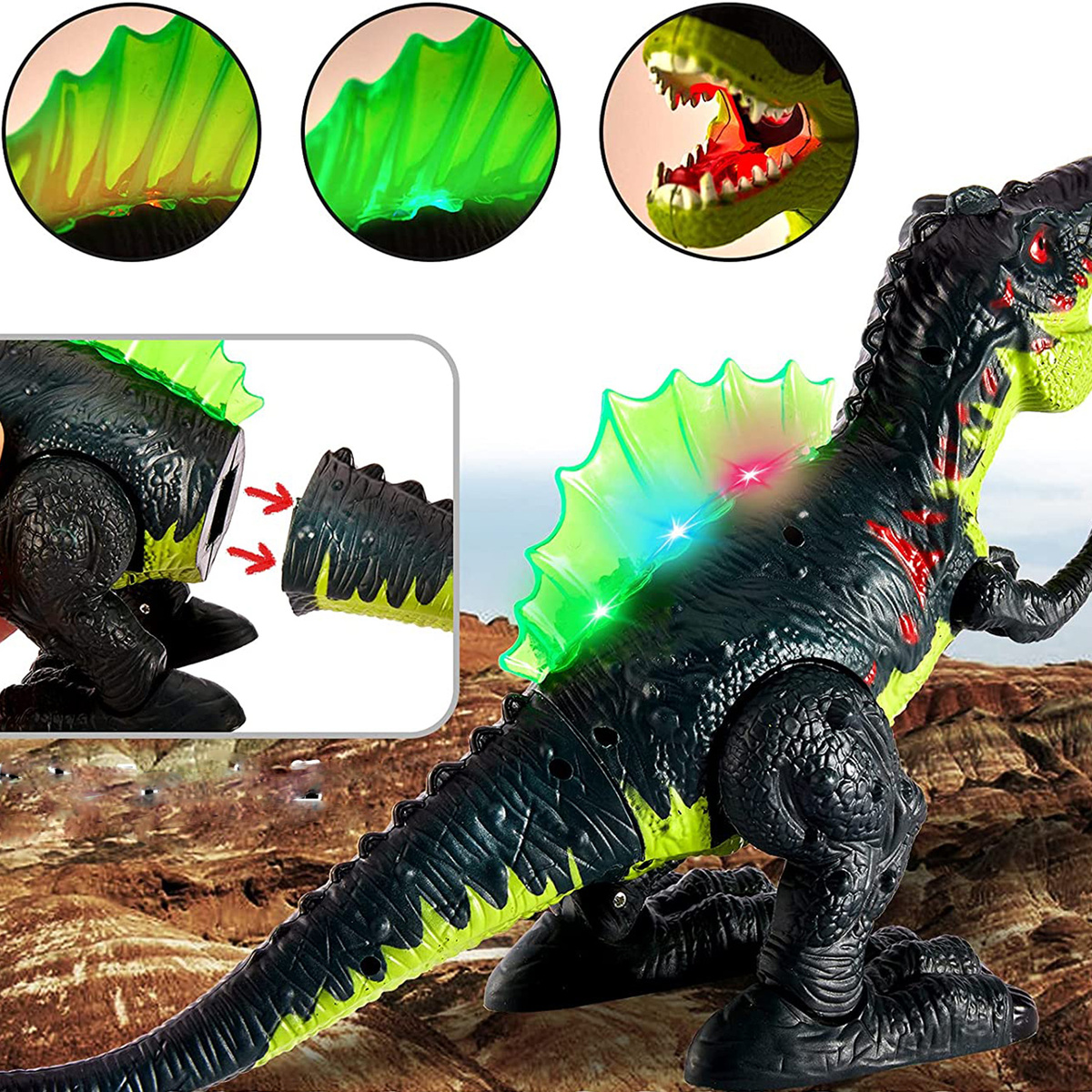 DINOZAUR - FIGURKA TYRANOZAUR ZIELONY DINOZAUR ZABAWKA INTERAKTYWNA 