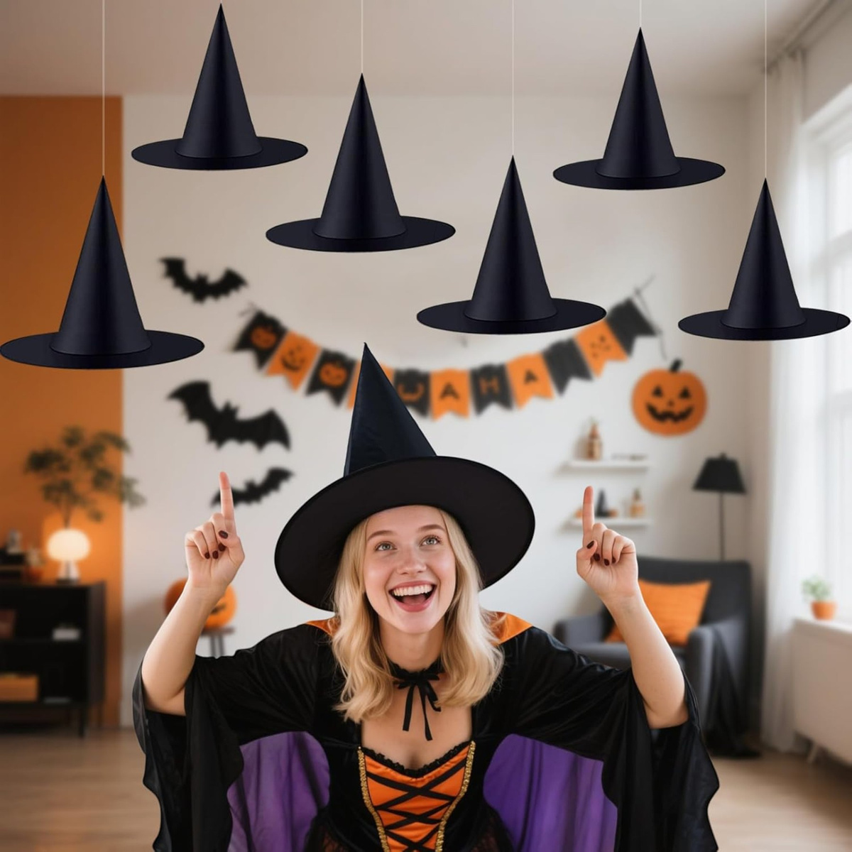 KAPELUSZ WIEDŹMY CZAROWNICY CZAPKA CZARODZIEJA NA HALLOWEEN COSPLAY IMPREZĘ