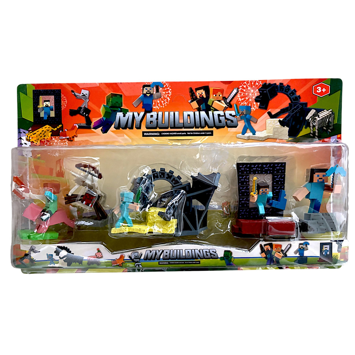 FIGURKI Z GRY MINECRAFT STEVE SMOK AKCESORIA ZESTAW 8 SZTUK FIGURKA DODATKI