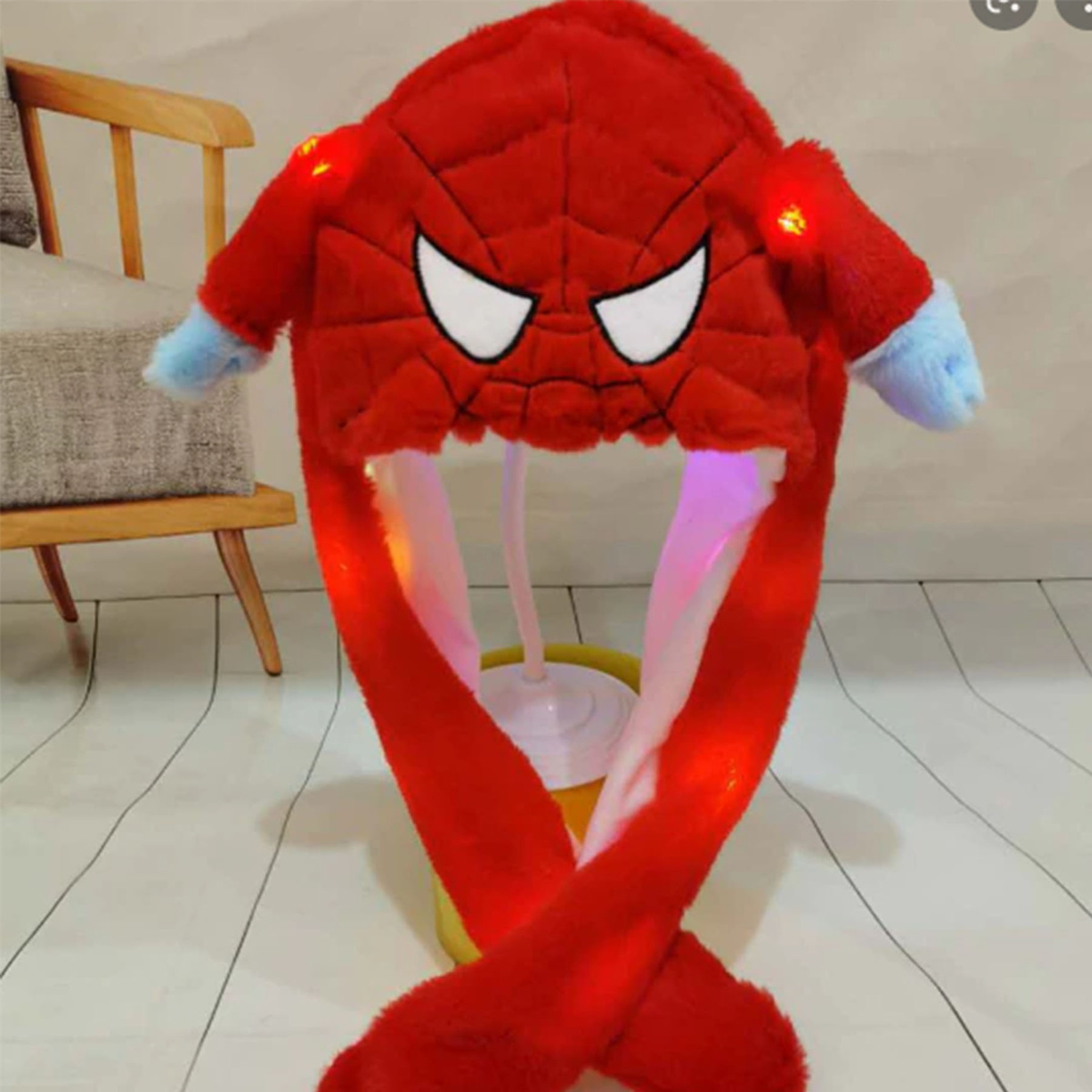 Świecąca LED Czapka Z Ruchomymi Uszami Spiderman Kigurumi