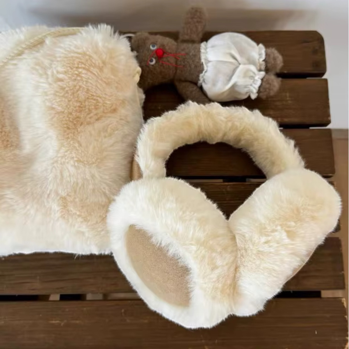 NAUSZNIKI ZIMOWE Z FUTERKIEM OPASKA NA USZY MIĘKKIE FUTERKOWE CIEPŁE