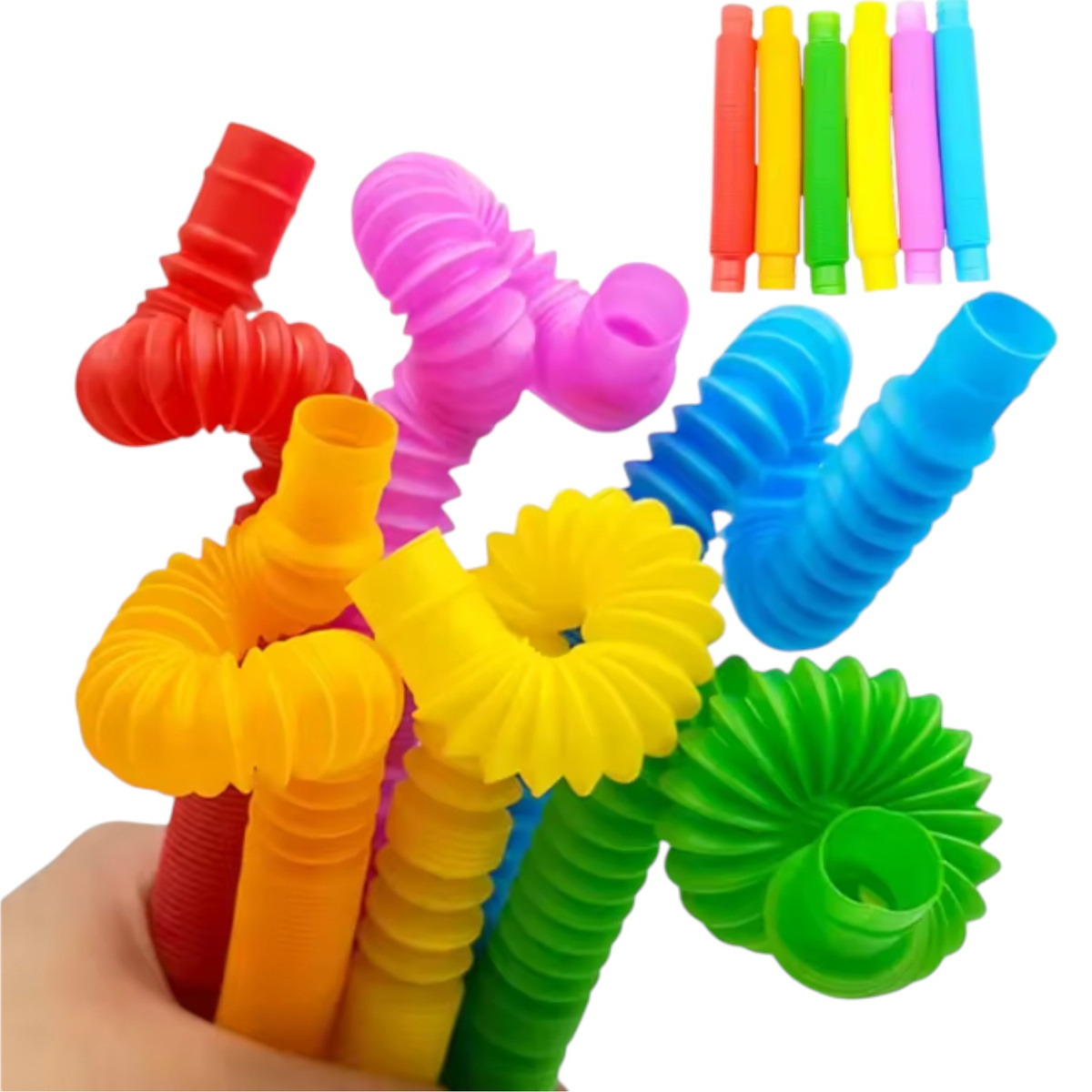 DUŻA RURKA ANTYSTRESOWA SENSORYCZNA GNIOTEK RURA POP TUBE XXL MEGA ROZCIĄGLIWA - ZESTAW 4 SZTUKI