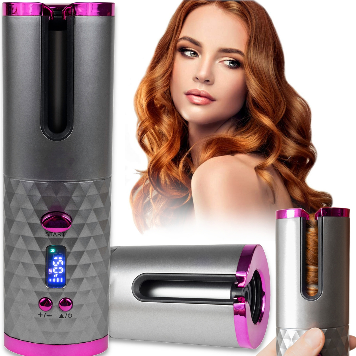 LOKÓWKA DO WŁOSÓW AUTOMATYCZNA CERAMICZNA LCD  USB AKUMULATOR FALOWNICA