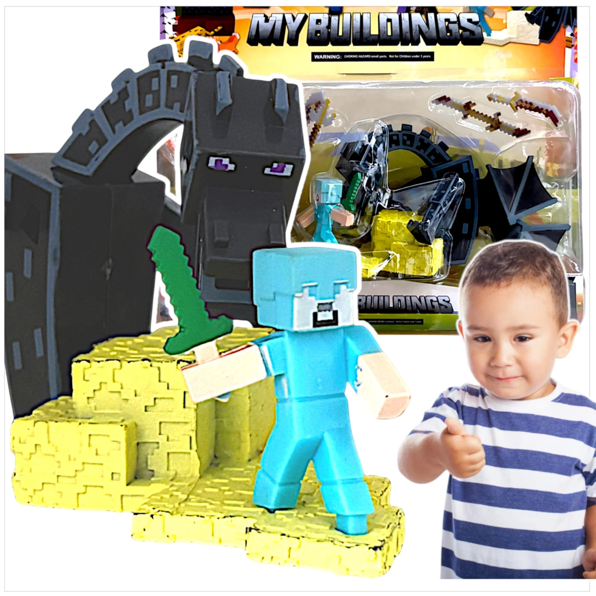 FIGURKA Z GRY MINECRAFT ZESTAW STEVE SMOK ZESTAW FIGUREK DO ZABAWY 4w1 XXL