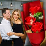 Wieczna Róża LED - Bukiet w pudełku Zestaw prezentowy na DZIEŃ MATKI