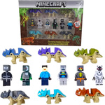 MINECRAFT DUŻY ZESTAW FIGUREK 12 SZTUK FIGURKI DINOZAURY KLOCKI 12w1 STEVE