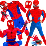 SPIDERMAN - STRÓJ DLA CHŁOPCA GRUBY Z MIĘŚNIAMI + MASKA NA TWARZ
