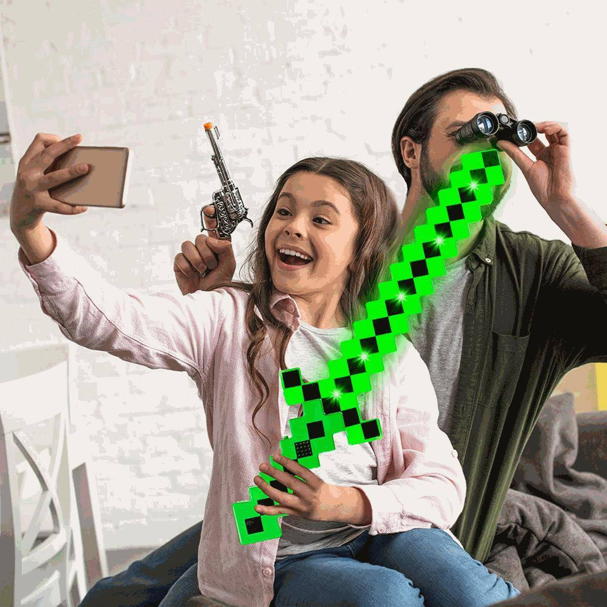 MINECRAFT Zestaw Pistolet + Karabin + Miecz Pixel 