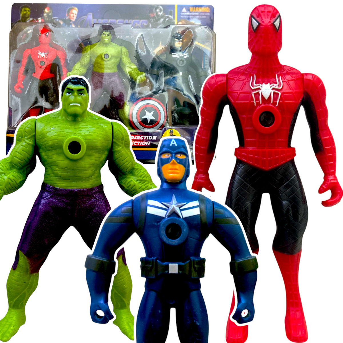 FIGURKI AVENGERS DUŻY ZESTAW 5w1 FIGURKA SPIDERMAN HULK KAPITAN AMERYKA XXL