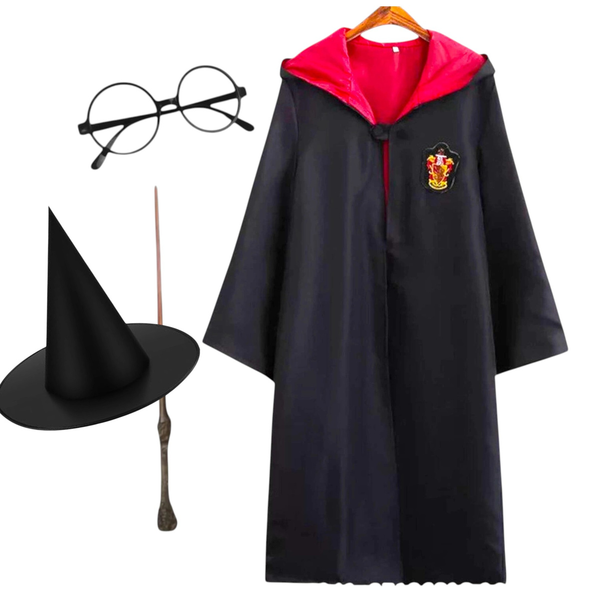 STRÓJ HARRY POTTER + OKULARY + RÓŻDŻKA ZESTAW HARREGO POTTERA