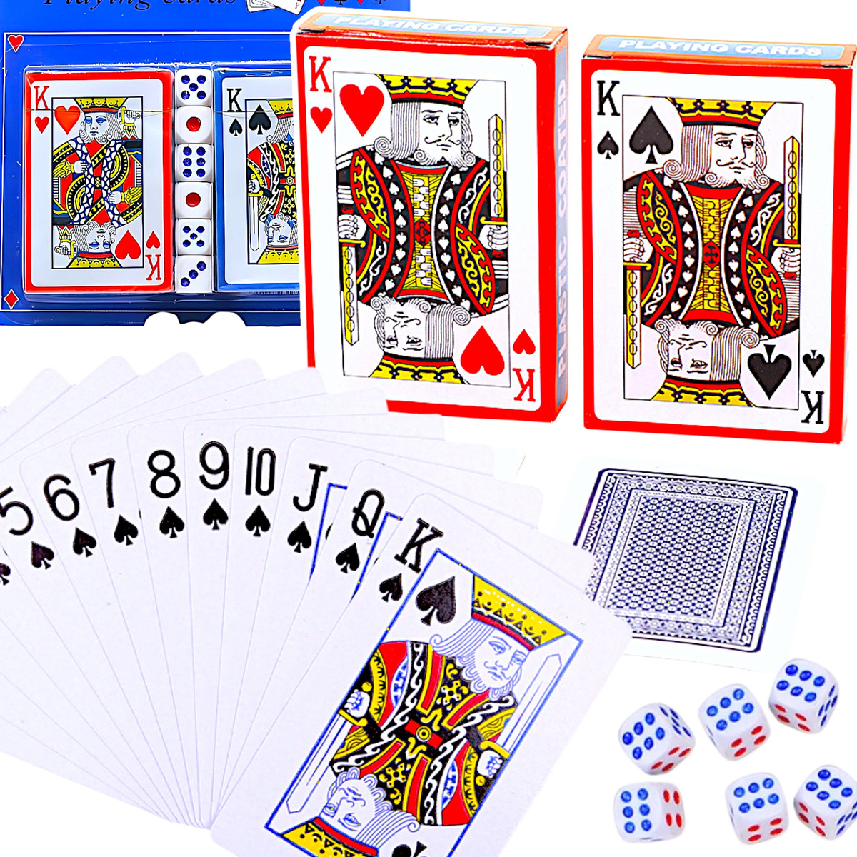 GRA KARCIANA KARTY DO GRY POKER MAKAO 2 TALIE KOŚCI RODZINNA GRA KARCIANA