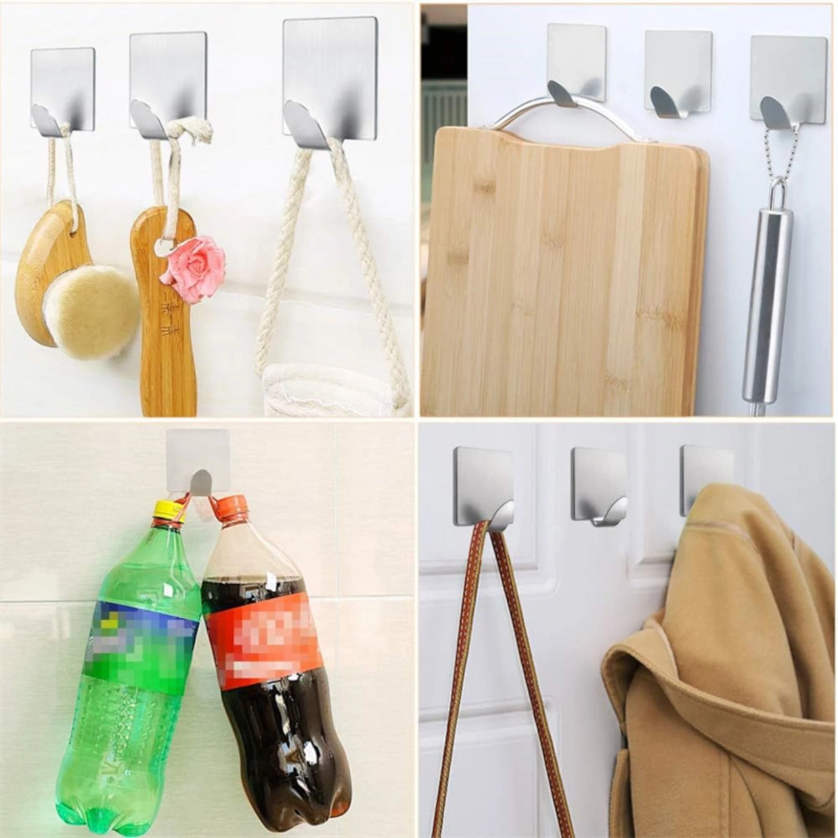 WIESZAKI METALOWE NA RĘCZNIKI ŚCIERECZKI WIESZAK SAMOPRZYLEPNY ZESTAW 4 SZT