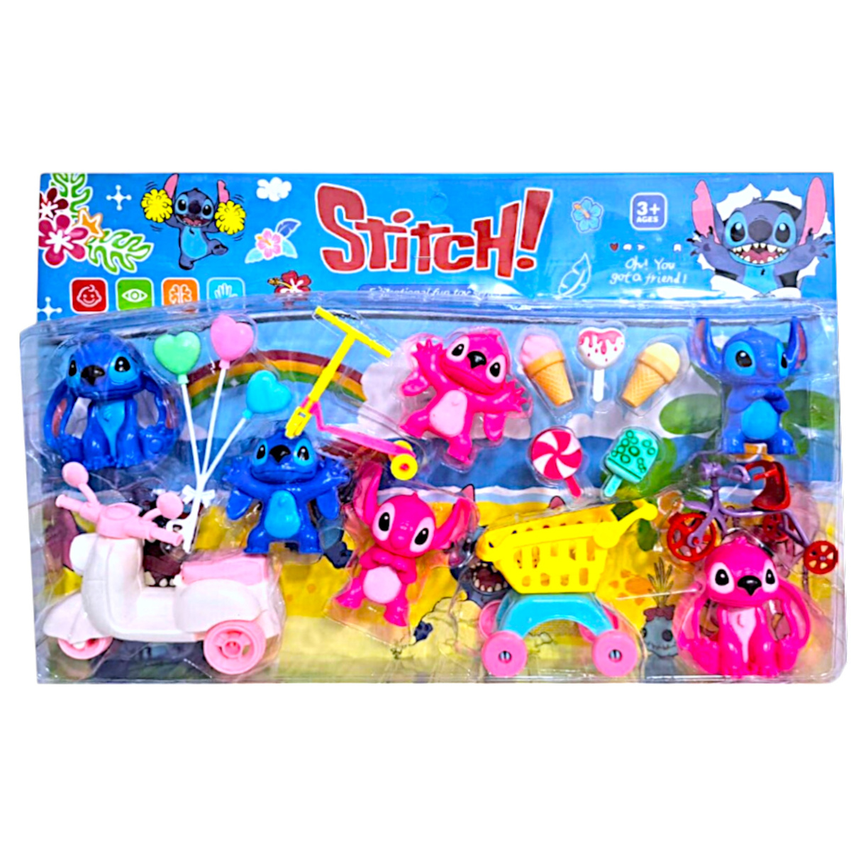 LILO i STICH FIGURKI DUŻY ZESTAW 16w1 FIGURKA STITCH AKCESORIA SKUTER XXL