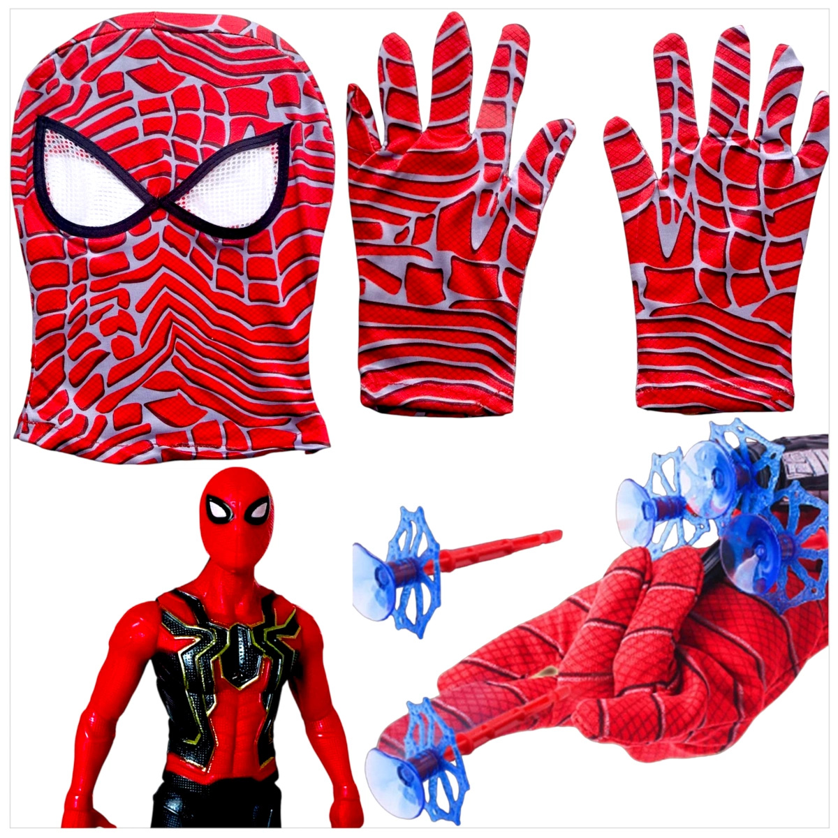 SPIDERMAN MEGA ZESTAW 5w1 FIGURKA 2x RĘKAWICA WYRZUTNIA SIECI MASKA KOSTIUM