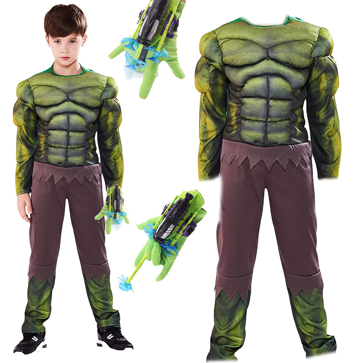 AVENGERS HULK Strój kostium dla dzieci + Wyrzutnia sieci