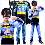 BATMAN - STRÓJ DLA CHŁOPCA GRUBY Z MIĘŚNIAMI DELUXE + MASKA NA TWARZ