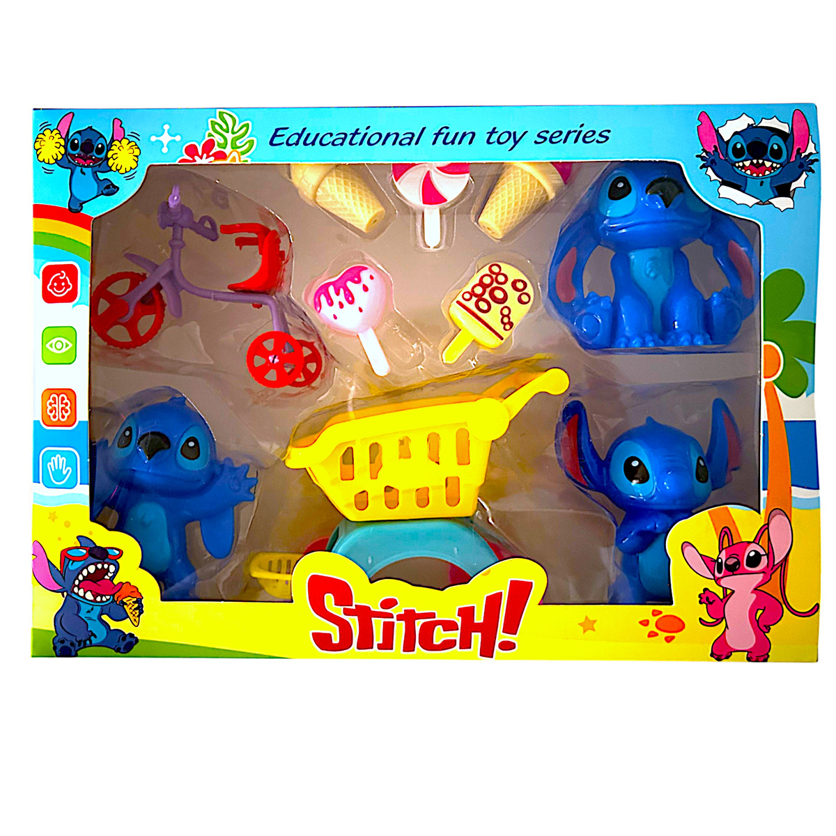 LILO i STICH - ZESTAW FIGUREK DUŻY ZESTAW 10W1 AKCESORIA WÓZEK SKLEPOWY