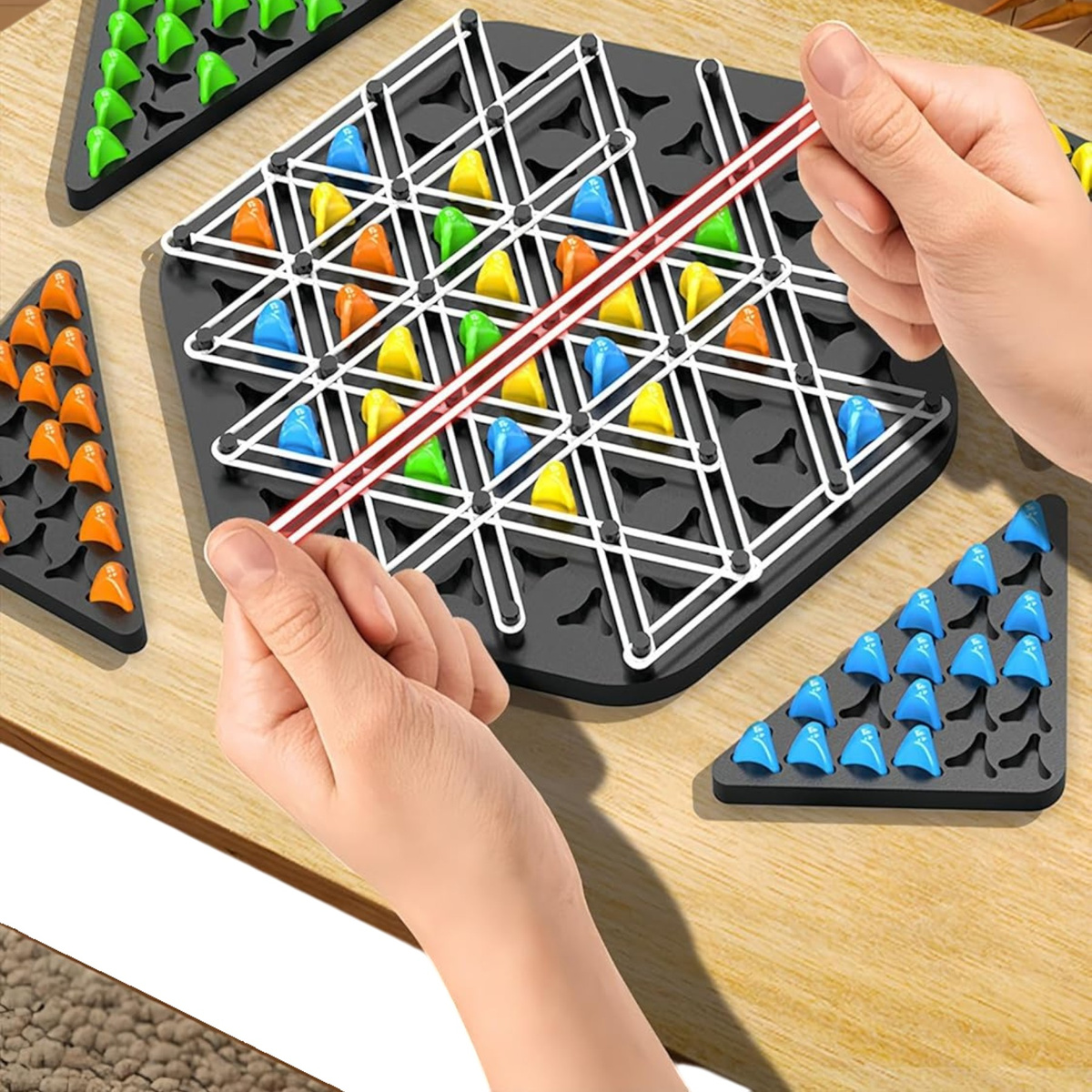 TRIGGLE STRATEGICZNA GRA PLANSZOWA TRÓJKĄTY GUMKI 3D GRA ŁAMIGŁOWKA PIONKI