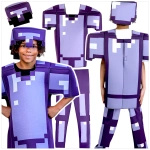 MINECRAFT STRÓJ STEVE ENCHANTOWANA ZBROJA DIAMENTOWA KOSTIUM PIXEL Z GRY