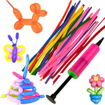 BALONY DO MODELOWANIA SKRĘCANIA 20SZT Z POMPKĄ RURKI KOLOROWE ZESTAW POMPKA