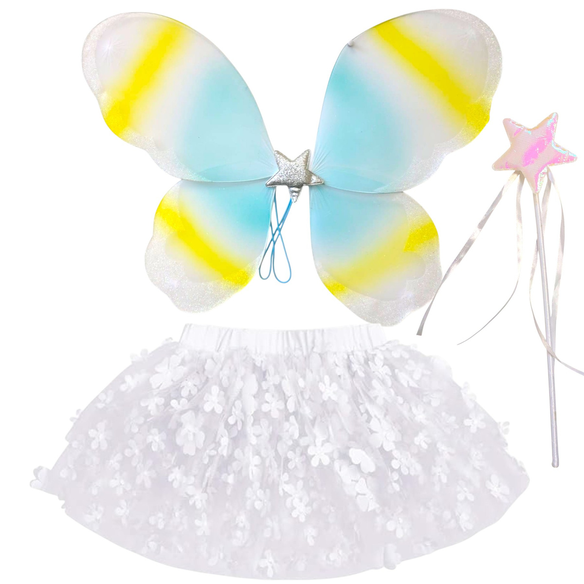 STRÓJ DLA DZIEWCZYNKI MOTYLEK WRÓŻKA SKRZYDEŁKA RÓŻDŻKA SPÓDNICZKA 3w1