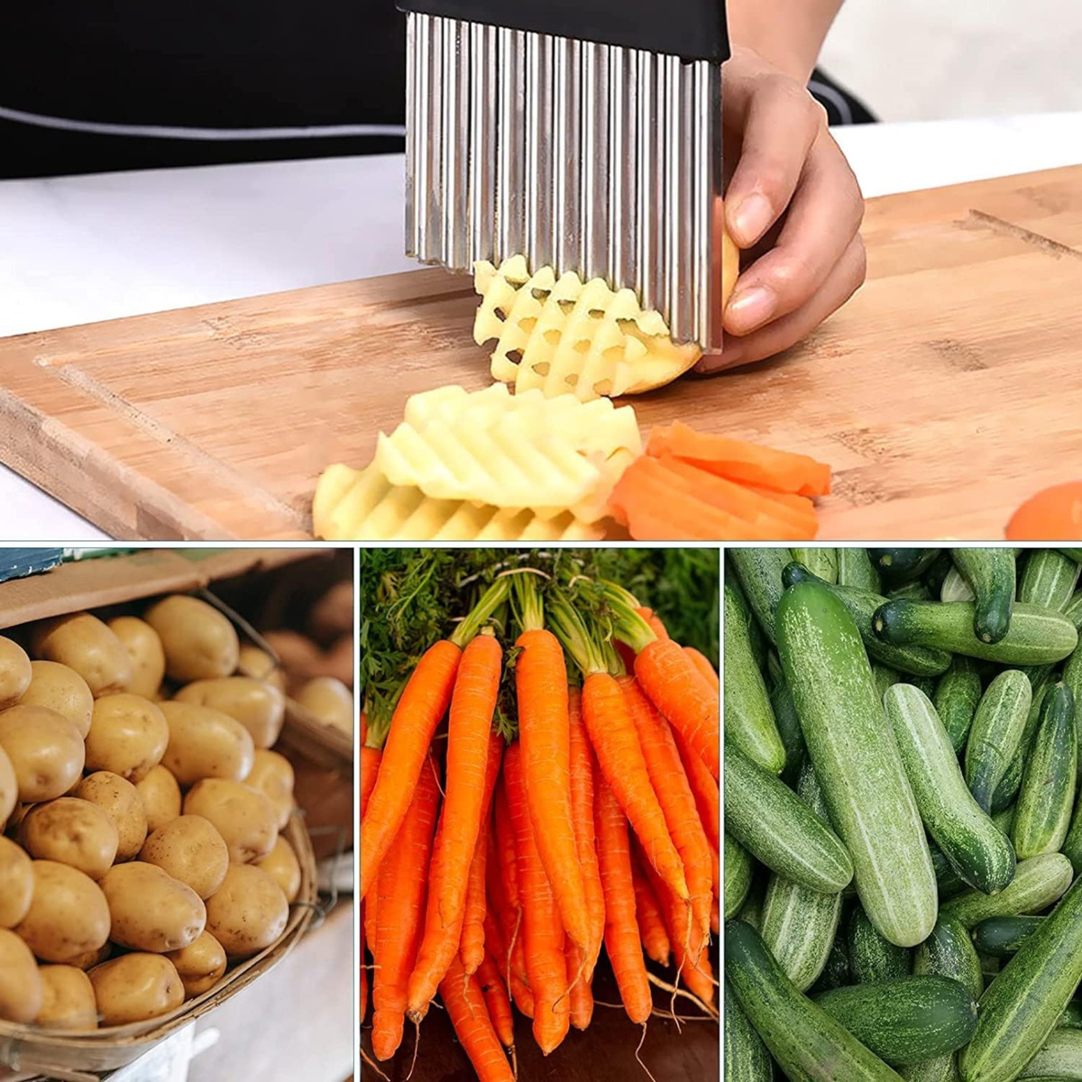 NOŻYK KARBOWANY DO WYKRAJANIA FRYTEK CHIPSÓW KRAJACZ FALOWANY DO WARZYW NÓŻ