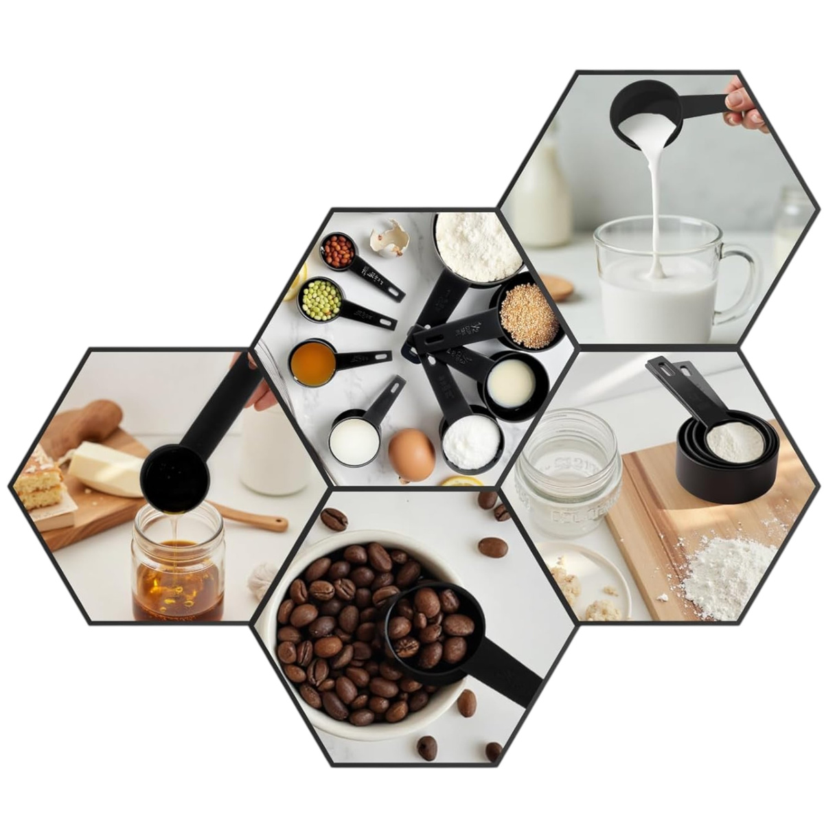 MIARKI KUCHENNE ZESTAW MIAREK KUCHENNYCH DO ODMIERZANIA ŁYŻKI KUBECZKI x10