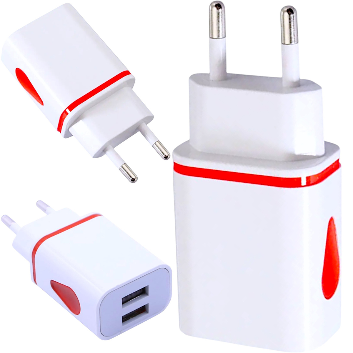 UNIWERSALNA ŁADOWARKA KOSTKA USB 2.A 5V ŁADOWARKA SIECIOWA DWA WYJŚCIA USB